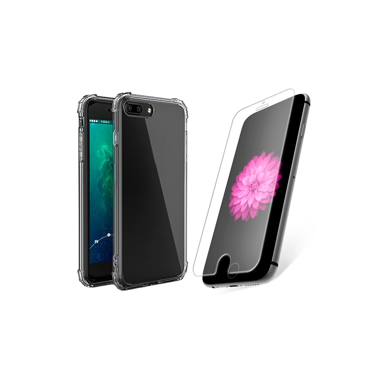GENERICO - Carcasa Para iPhone 8 Plus Reforzada Y Lamina Mica de Vidrio.