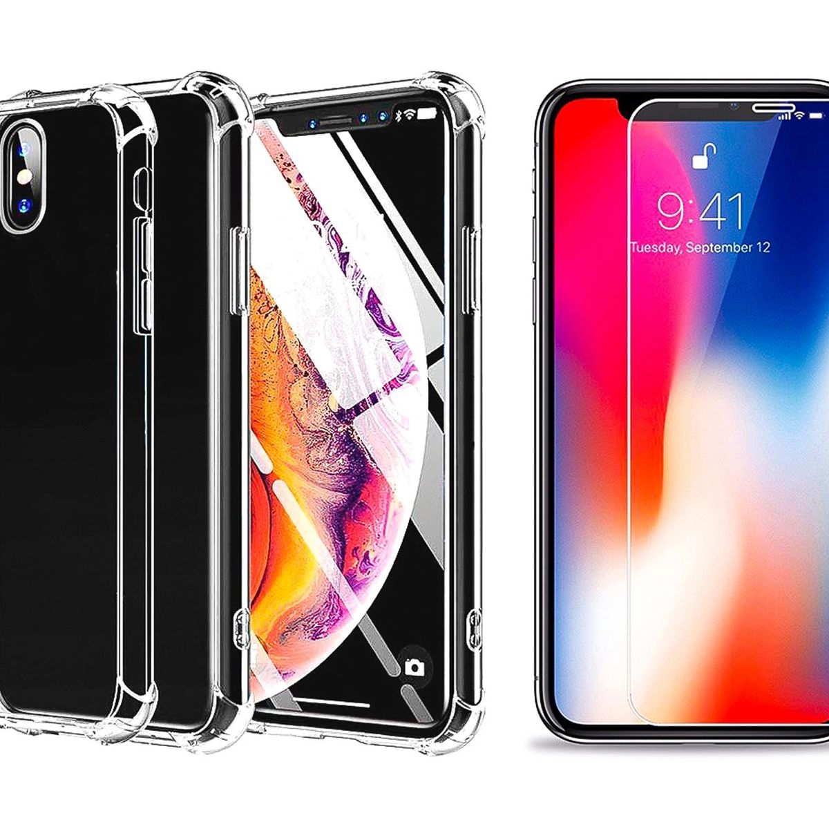 GENERICO - Carcasa Para iPhone XS Y Lamina Mica de Vidrio.