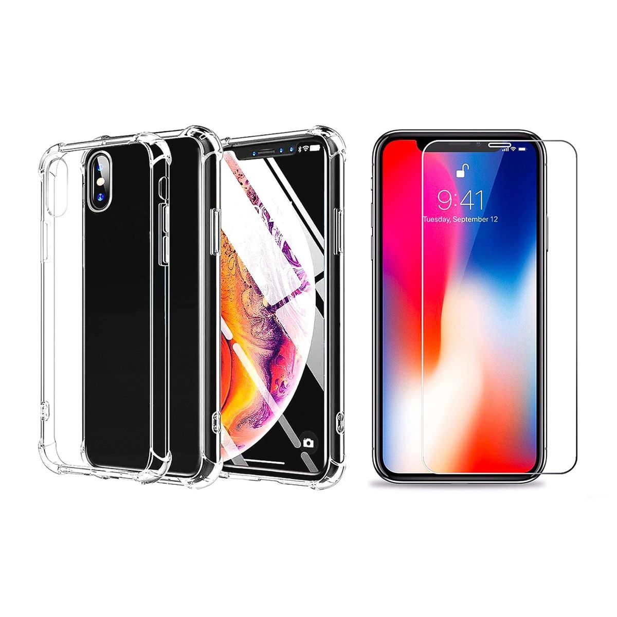 GENERICO - Carcasa Para iPhone XS Y Lamina Mica de Vidrio.