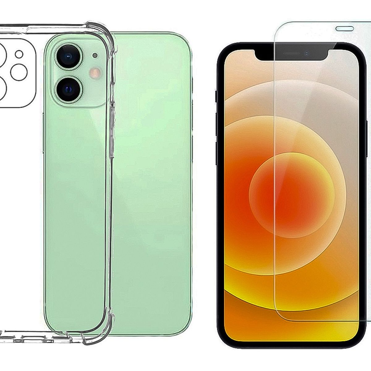 GENERICO - Carcasa Para iPhone 12 Y Lamina Mica De Vidrio