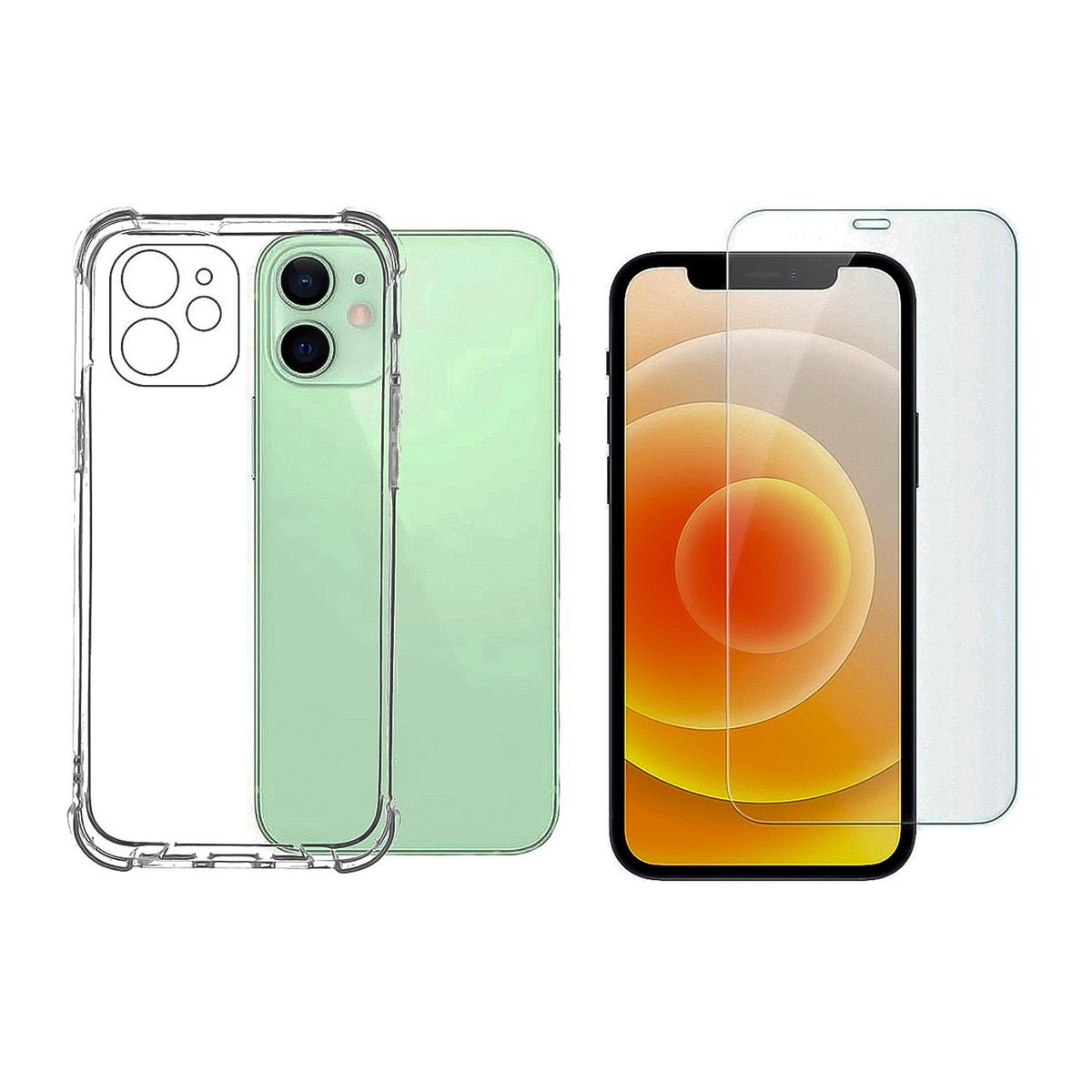 GENERICO - Carcasa Para iPhone 12 Y Lamina Mica De Vidrio