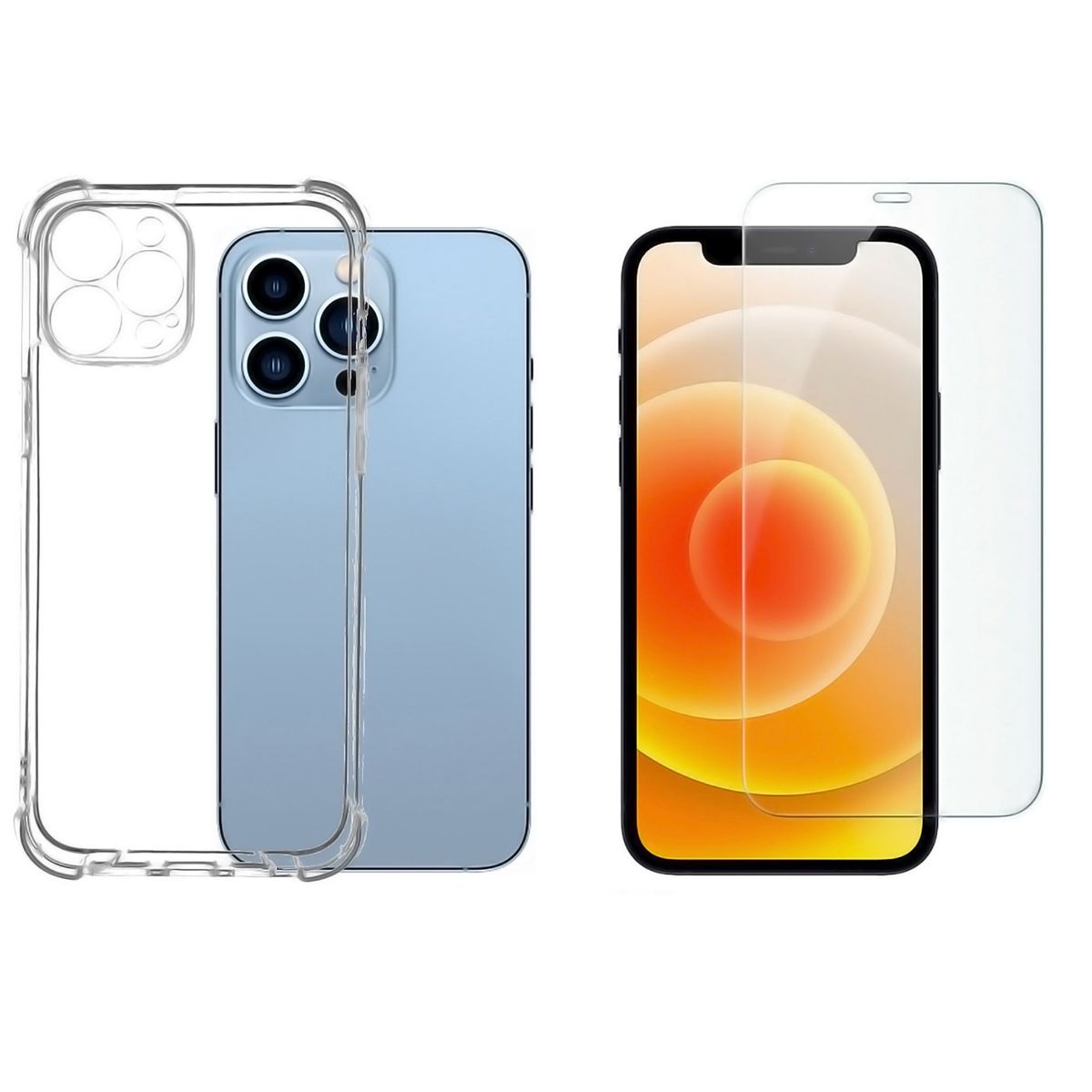 GENERICO - Carcasa Para iPhone 12 Pro Y Lamina Mica de Vidrio