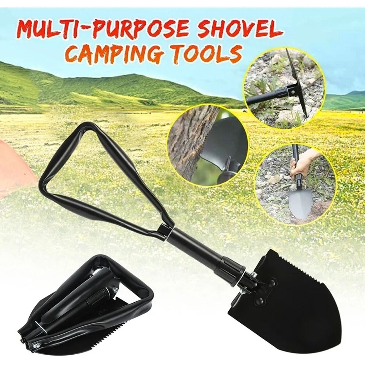 GENERICO - Pala Portátil Plegable Camping Trekking Montañismo