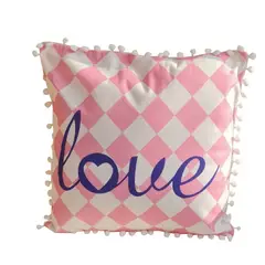 GENERICO - Funda Terciopelo Para Cojin Con Pompon - Love