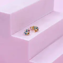 ELLA JOYAS - Aros Corazón Colores Oro Amarillo 18k