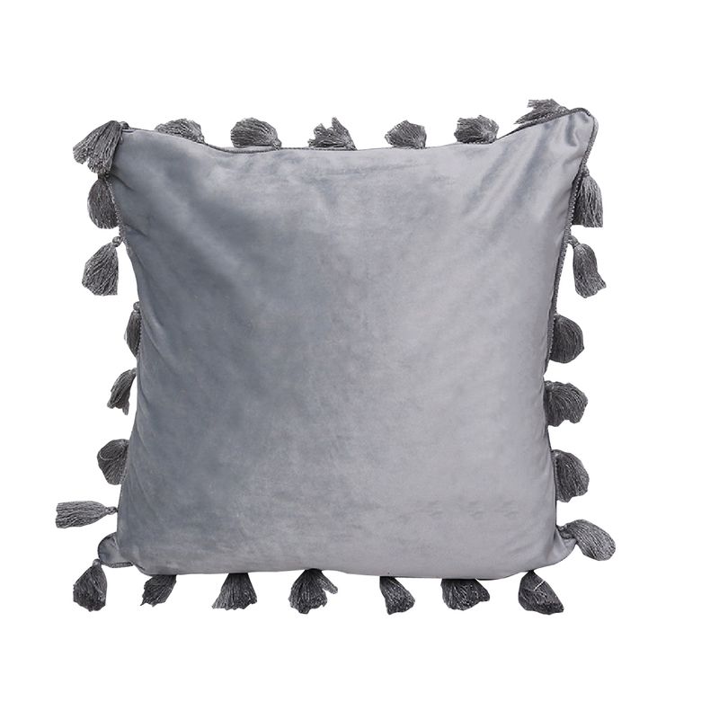 GENERICO - Funda Para Cojin Con Borla - Decorativa - Gris