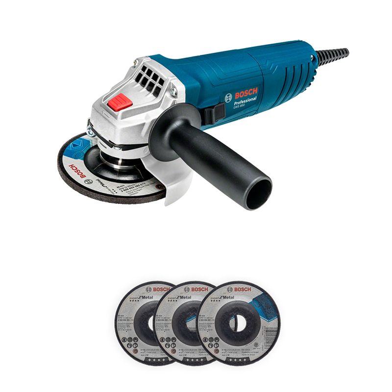 BOSCH - Esmeril angular 4 1/2" BOSCH GWS 850 850w + 3 discos