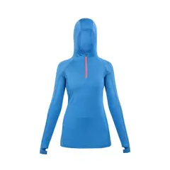 HARDWORK - Polera Dry Fit Electric Blue Spx c/gorro Mujer Manga Larga