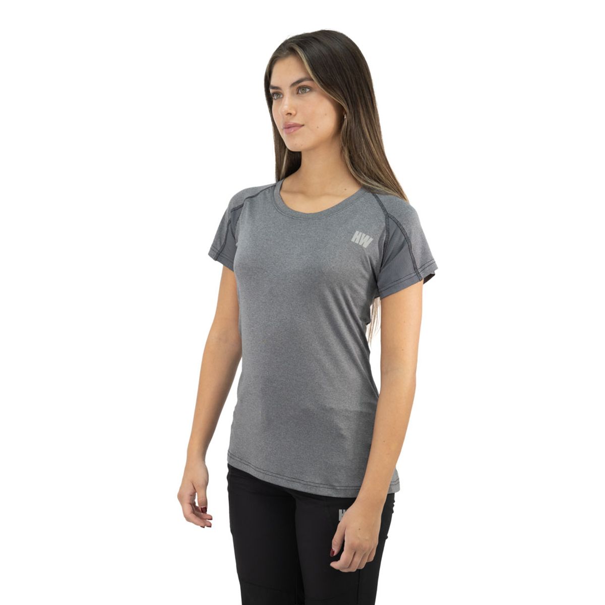 HARDWORK - Polera Dry Fit HW SPX Manga Corta Mujer Carbon Grey
