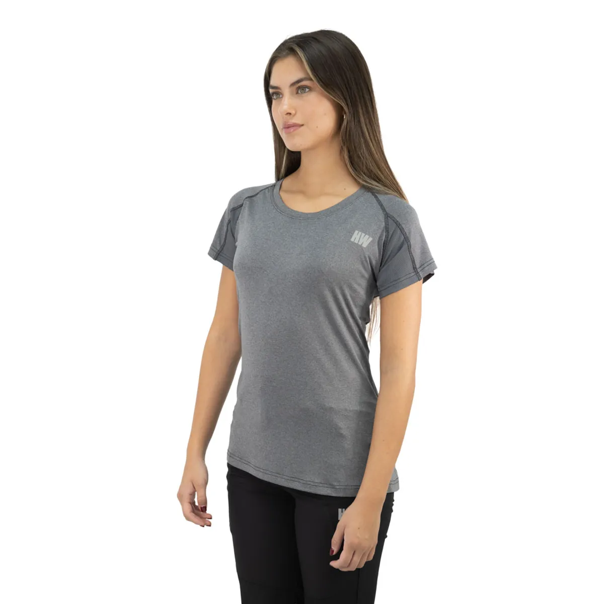 HARDWORK - Polera Dry Fit HW SPX Manga Corta Mujer Carbon Grey