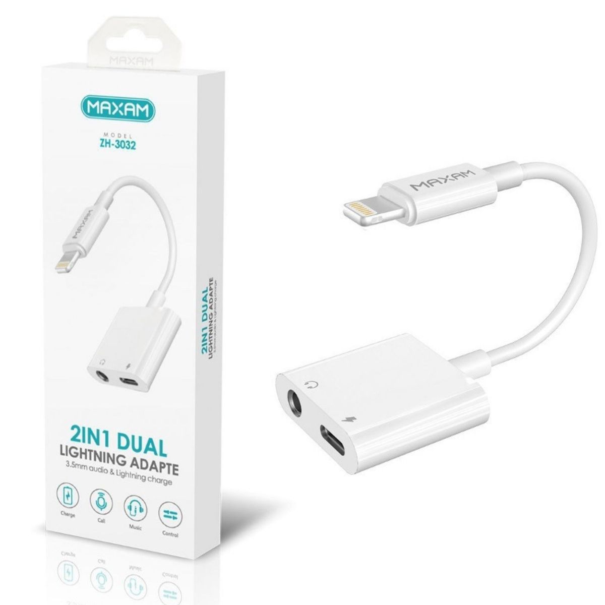 GENERICO - Adaptador iphone lightning  3.5mm AUX Headphone