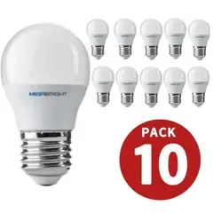 MEGABRIGHT - Ampolleta Led Mini Bola G45 E27 5w Luz Cálida Pack 10 Und