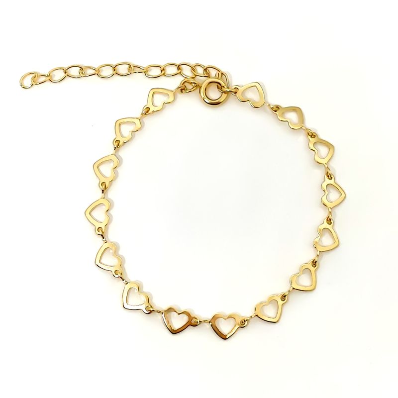 ANDREA COGGIOLA JOYAS - Pulsera Corazones Enchapado Oro 18K