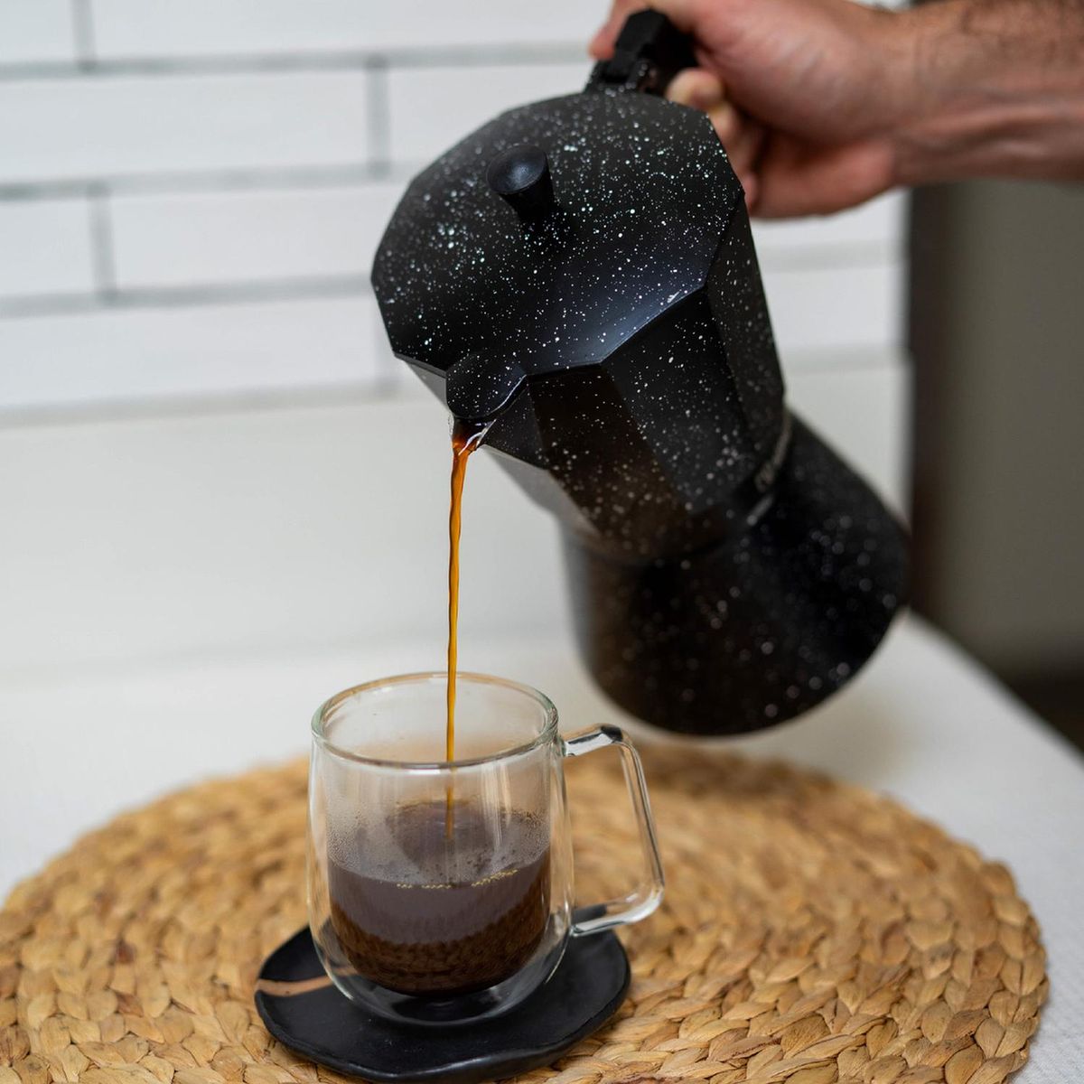 SIMPLIT - Cafetera Italiana Negra Granito 12 Tazas Simplit