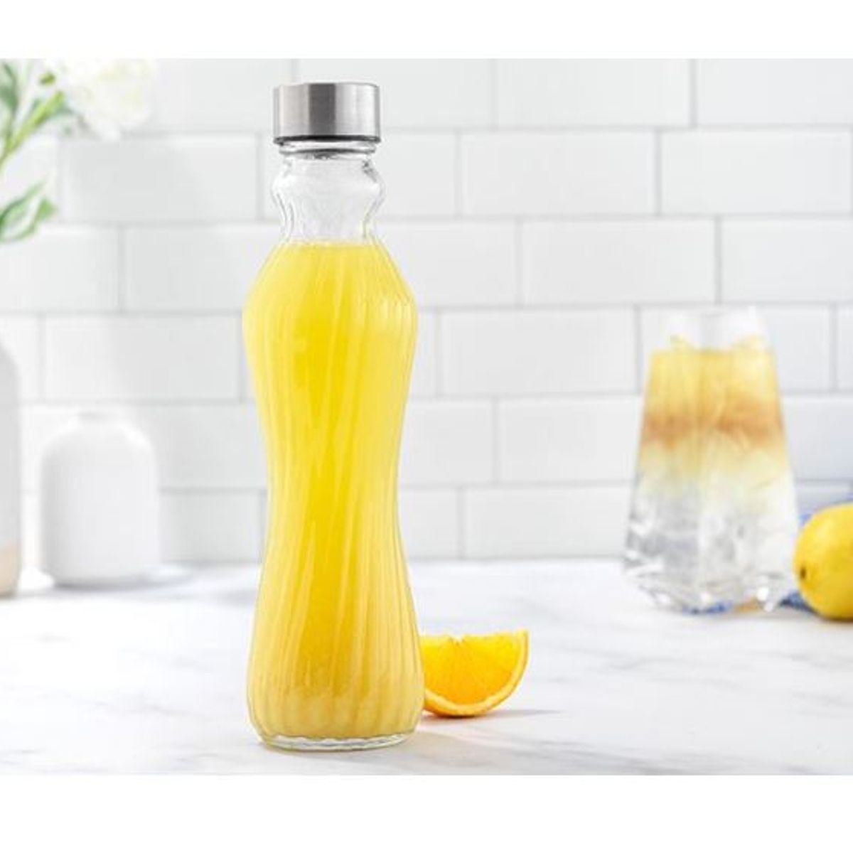 GENERICO - Botella Agua Diseño Vidrio Y Tapa Rosca 1000ml Hermética