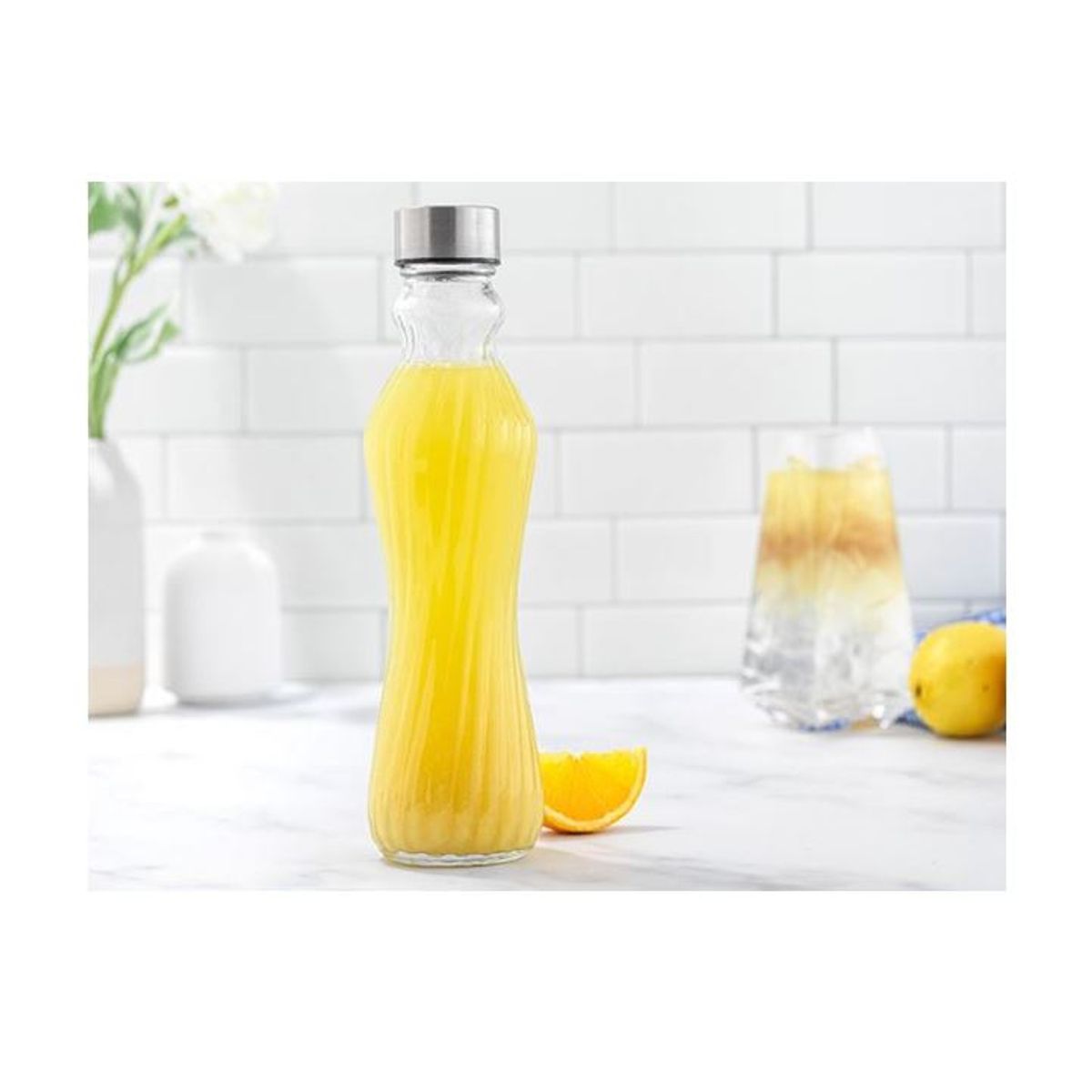 GENERICO - Botella Agua Diseño Vidrio Y Tapa Rosca 1000ml Hermética