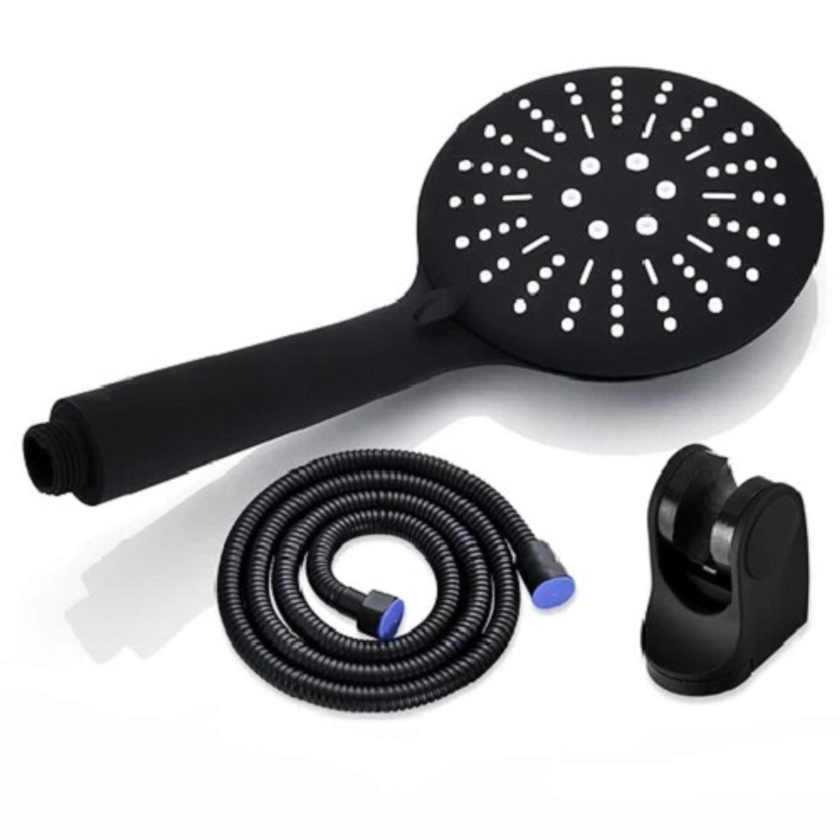 GENERICO - Kit Ducha Manguera Flexible 1,5 mts y Soporte Negro Mate