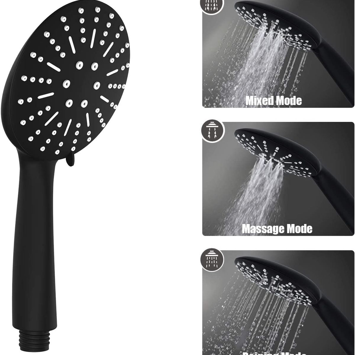 GENERICO - Kit Ducha Manguera Flexible 1,5 mts y Soporte Negro Mate