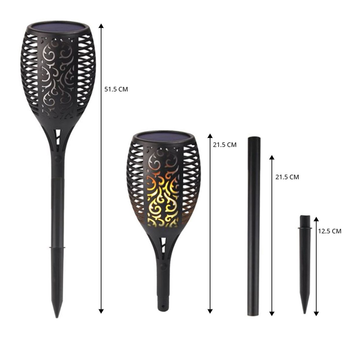 GENERICO - Pack 2 Luces Led Solar Estaca Antorcha Farol Jardín