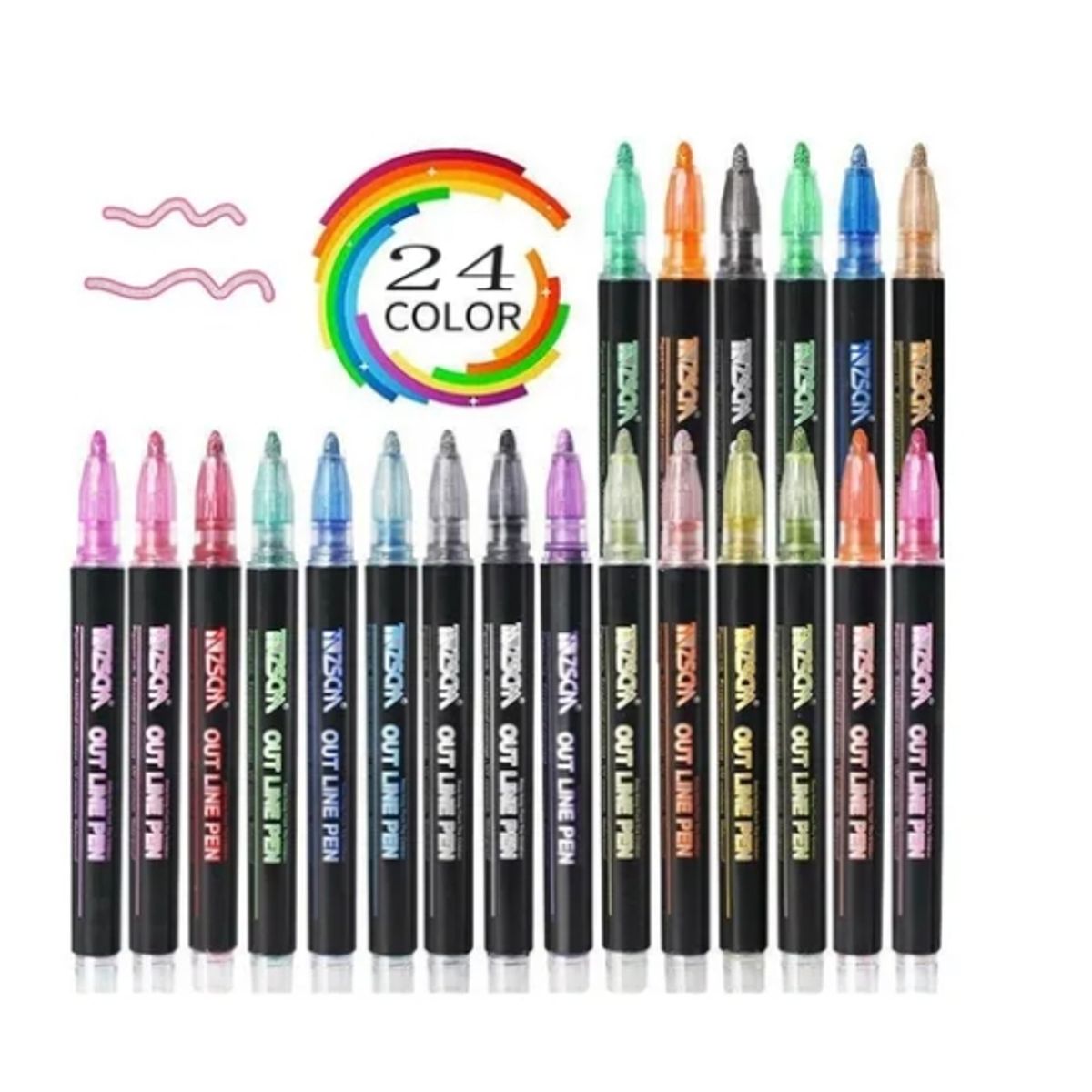 OFERTABKN - Lápices Marcadores Mágicos Metálicos Con Contorno 24 Colores