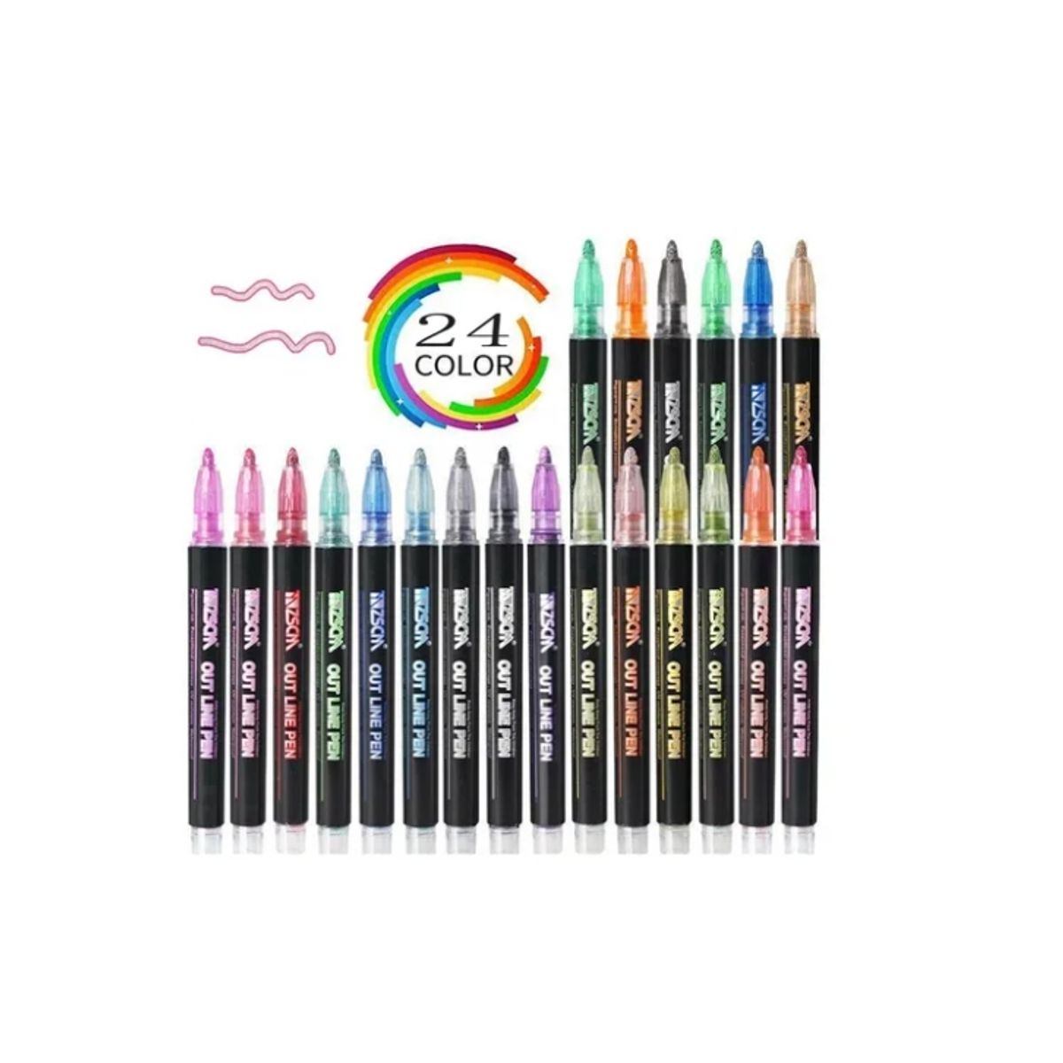 OFERTABKN - Lápices Marcadores Mágicos Metálicos Con Contorno 24 Colores