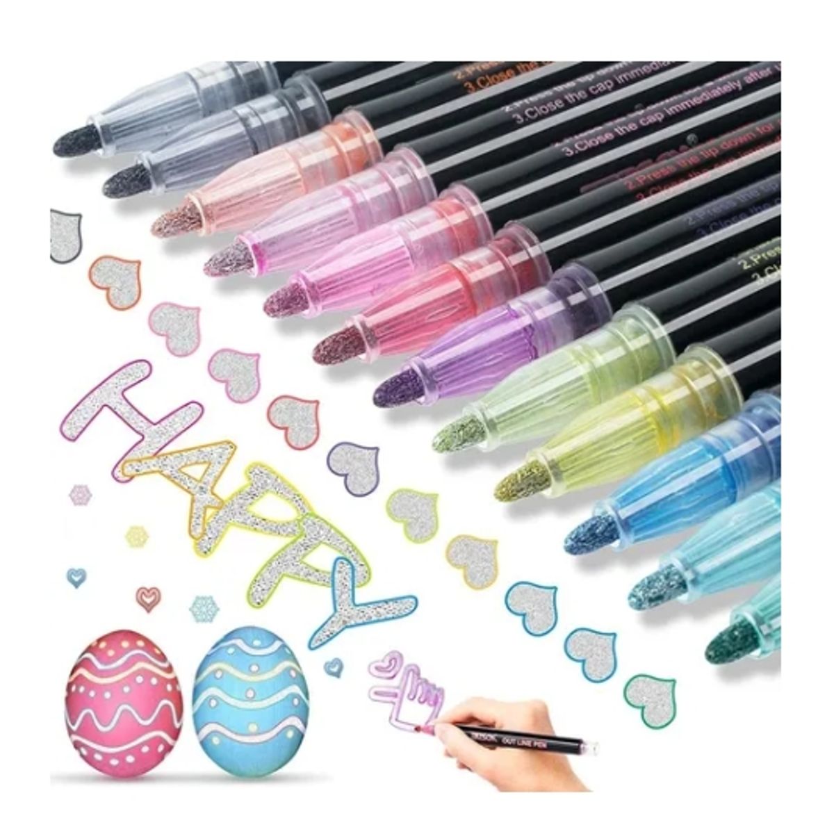 OFERTABKN - Lápices Marcadores Mágicos Metálicos Con Contorno 24 Colores