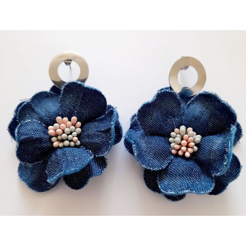 CATHALIFAUDJOYAS - Aros flor mezclilla CathalifaudJoyas