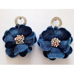 CATHALIFAUDJOYAS - Aros flor mezclilla