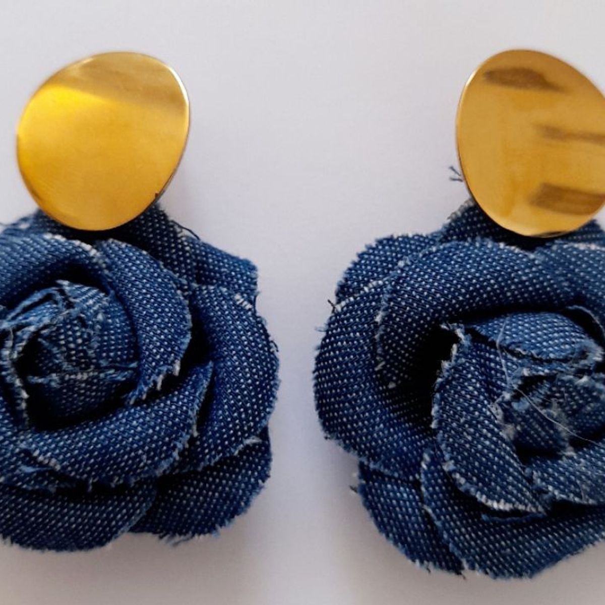 CATHALIFAUDJOYAS - Aros flor mezclilla mediana CathalifaudJoyas