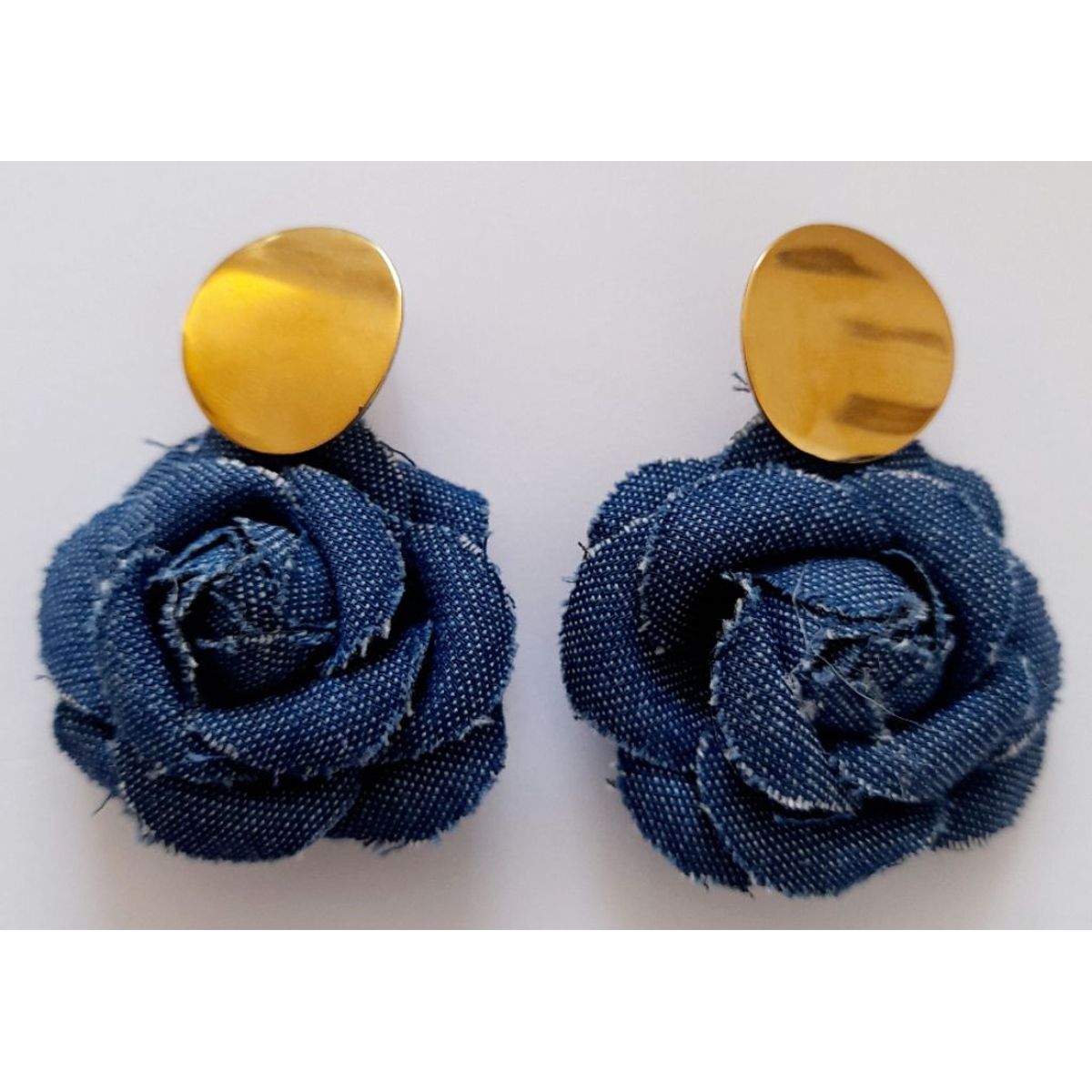 CATHALIFAUDJOYAS - Aros flor mezclilla mediana CathalifaudJoyas