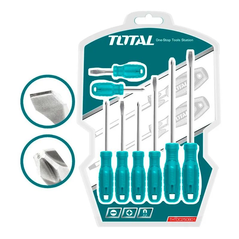 TOTAL TOOLS - Kit Set Juego Destornilladores 8 Piezas