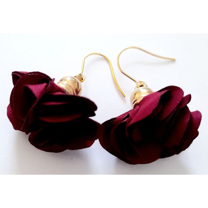 CATHALIFAUDJOYAS - Aros flor tela pequeña CathalifaudJoyas
