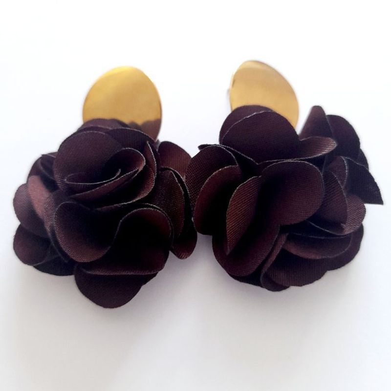 CATHALIFAUDJOYAS - Aros flor tela mediana CathalifaudJoyas.