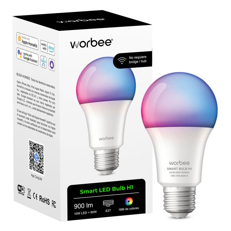 WORBEE - Worbee Ampolleta Inteligente Led H1 Wifi Homekit Alexa Google