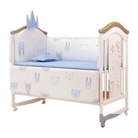 Cuna Colecho Madera Con Mudador Mosquitero Azul