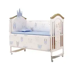 LUBABYCAS - Cuna Colecho Madera Con Mudador Mosquitero Azul