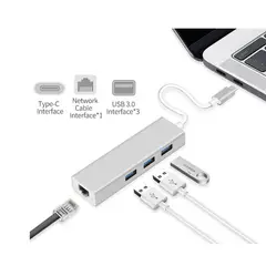 GENERICO - Adaptador MacBook Type-C 3.0 Multifuncion Lan HUB USB
