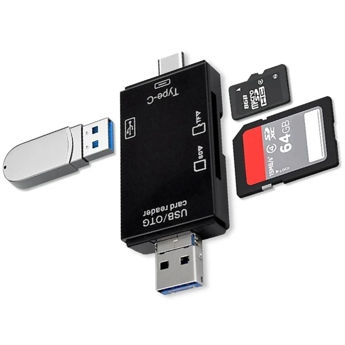 KUANGYE - Adaptador 3 En 1 Lector Tarjetas Sd Y Micro Sd, 2.0 Usb