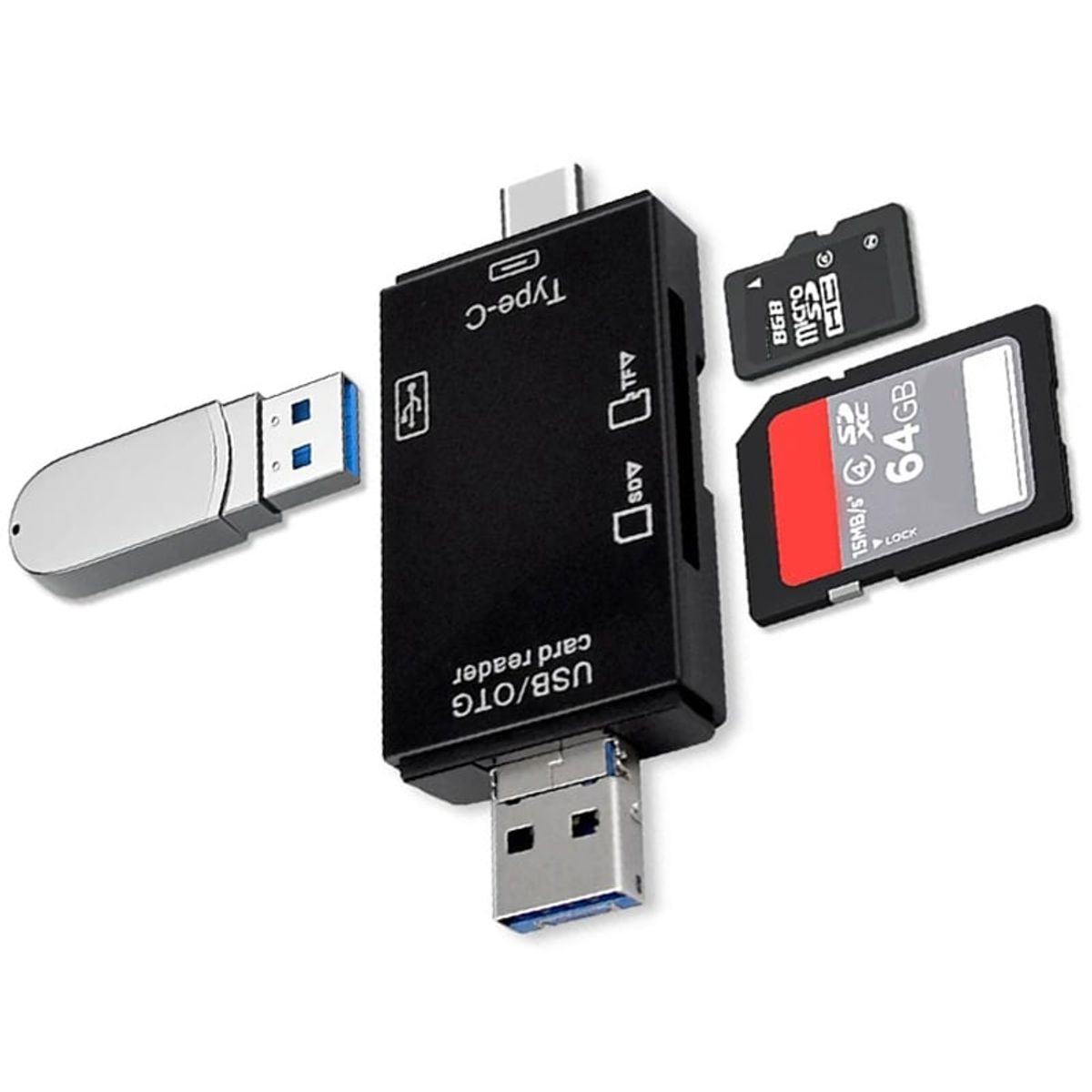 KUANGYE - Adaptador 3 En 1 Lector Tarjetas Sd Y Micro Sd, 2.0 Usb