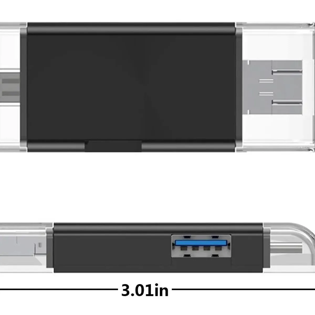 KUANGYE - Adaptador 3 En 1 Lector Tarjetas Sd Y Micro Sd, 2.0 Usb
