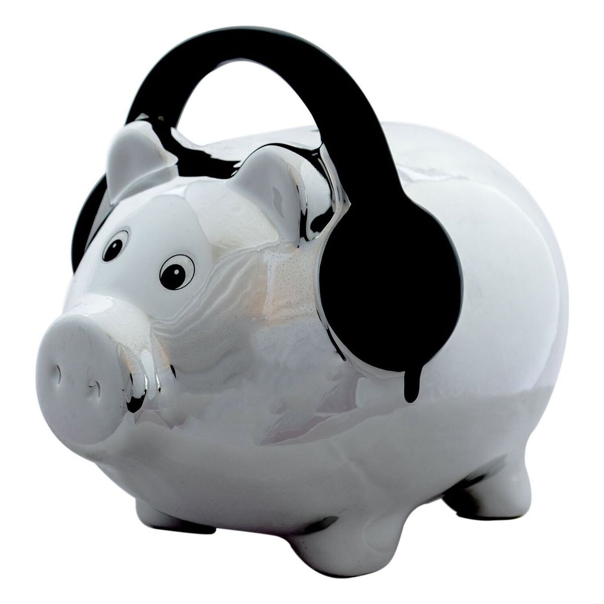 SOHOGAR - Alcancía de Cerámica Cerdito Plateado