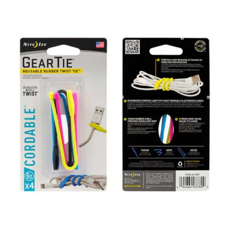 NITE IZE - Pack 4 amarras de goma 15 cm Gear Tie Nite ize