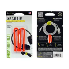 NITE IZE - Pack 2 amarras reutilizables Gear Tie naranjo