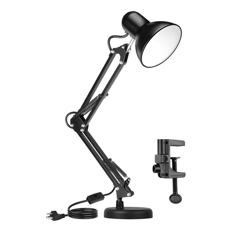 GENERICO - Lampara Metalica Articulada Flexible Escritorio Multiuso Negro