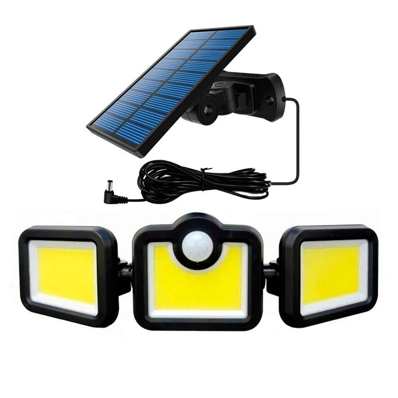 GENERICO - Foco Solar Triple con Sensor de Movimiento y Control Remoto COB