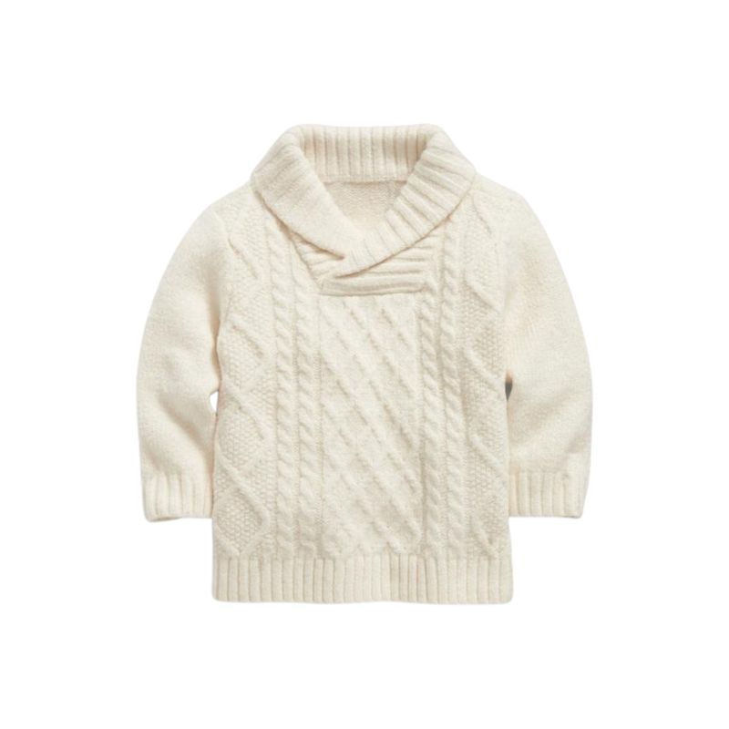 OLD NAVY - Chaleco Cable Cuello Shawl Blanco OLD NAVY