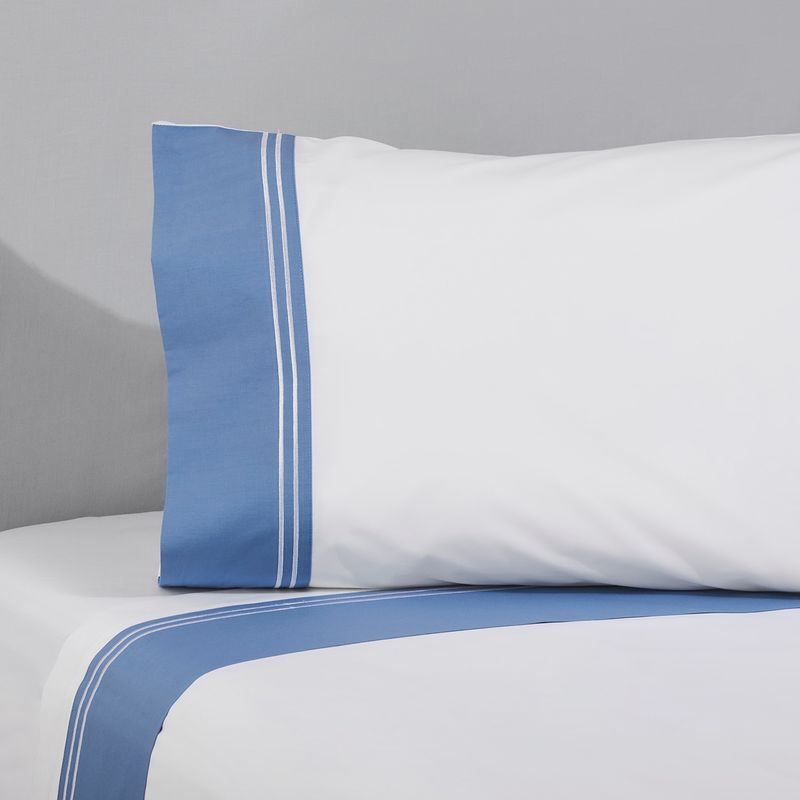 NINA HERRERA - Sábana Bordada Bicolor Denim 200 Hilos King