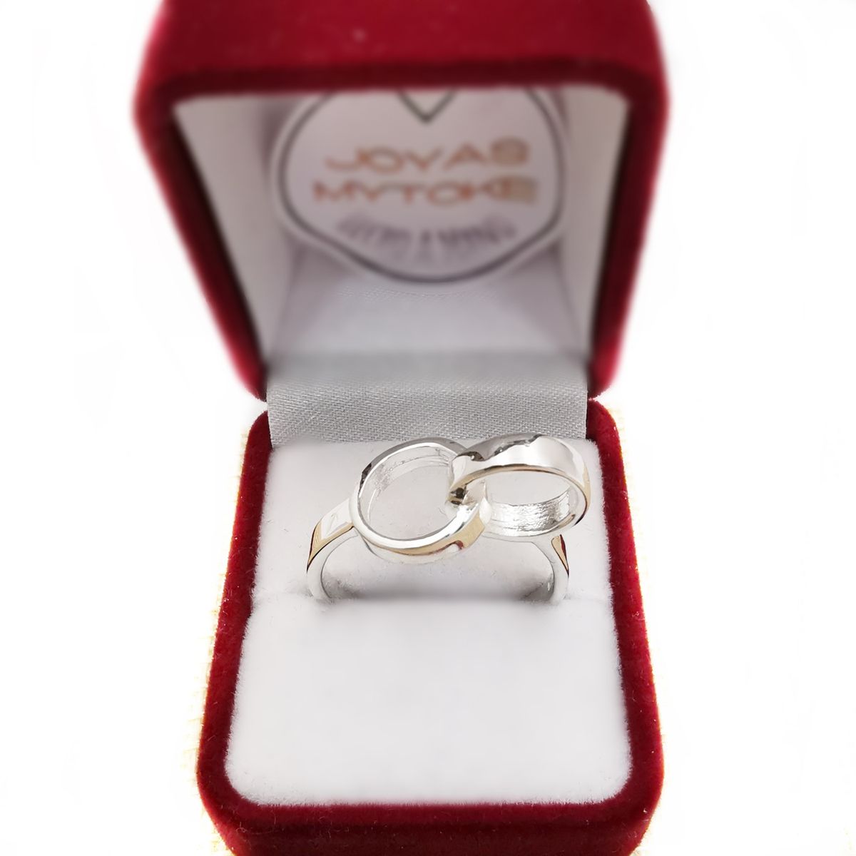 JOYAS MYTOKE - Anillo Minimalista Dos Aros Enlazados Plata 925 Talla 20