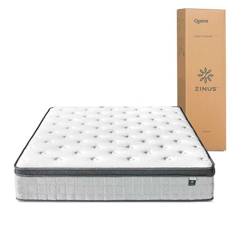 ZINUS - Colchón 2 plazas Euro Top Híbrido Resortes Pocket Zinus 150x190x30cm