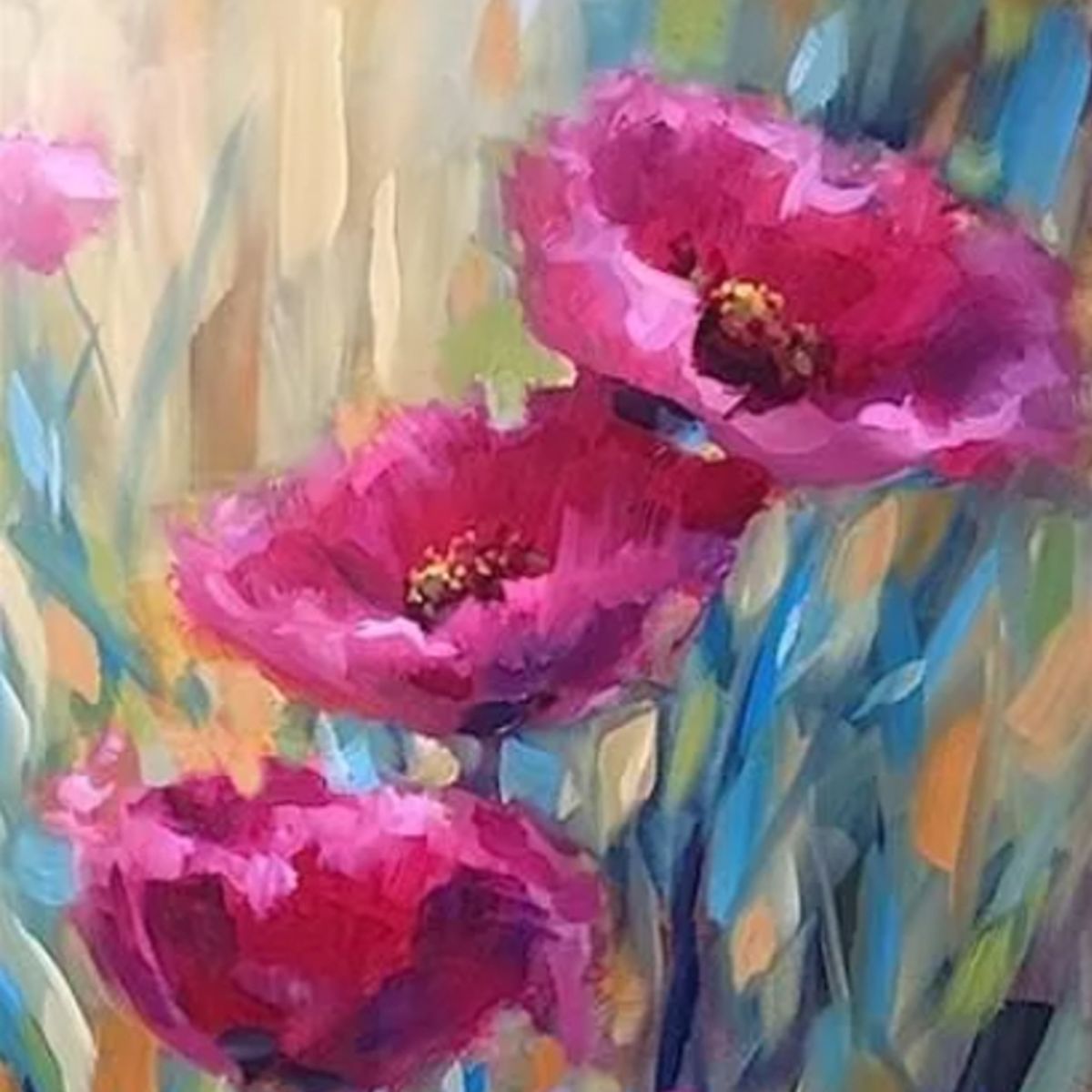 MI ARTE OCIO CONSENTIDO - Pintura por diamantes flores fucsias 20x25 cm